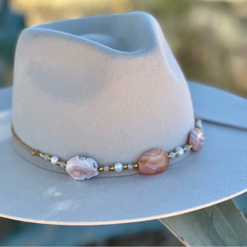 Botswana Agate Freshwater Pearl Hat Band - Picture 4 of 8